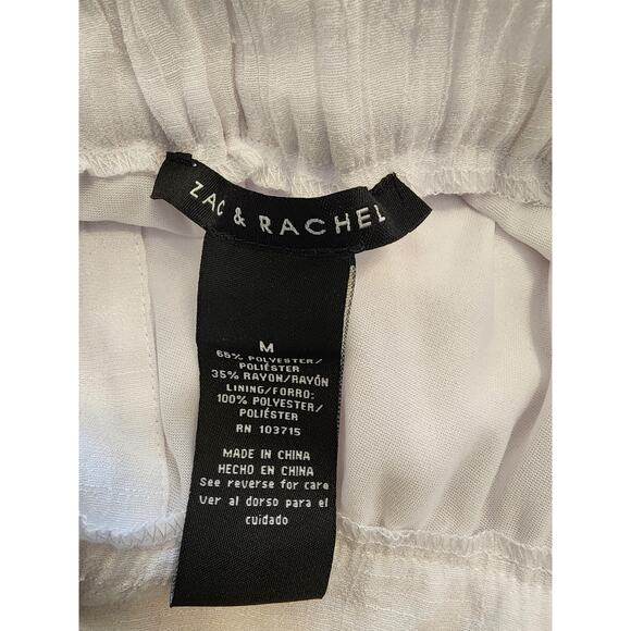 ZAC + RACHEL White High Low Button Front Elastic and Tie Waist Boho Skirt MED - Picture 5 of 6